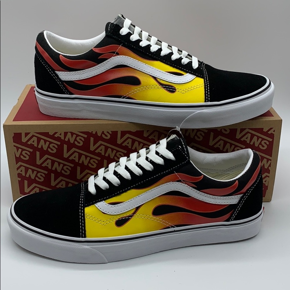 •VANS OLD SKOOL FLAME Black/Black true White wmns - Picture 4 of 16